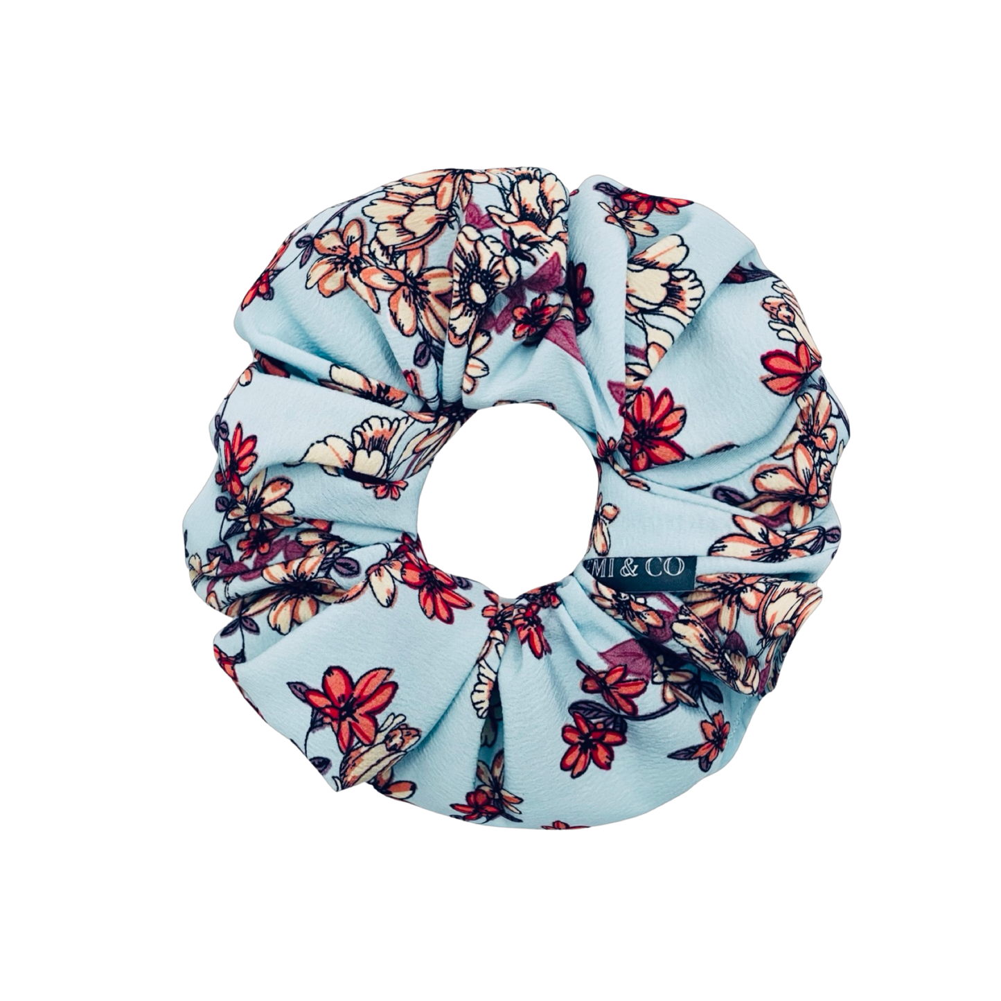 NEVAEH|EMI AND CO | blue and red floral scrunchie