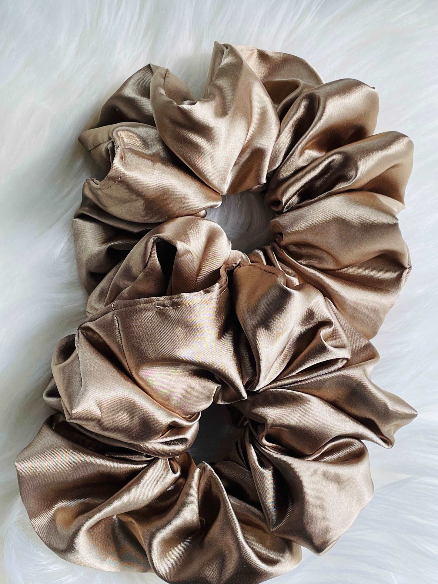 BELLA | EMI & CO | beige oversized satin scrunchies aesthetic
