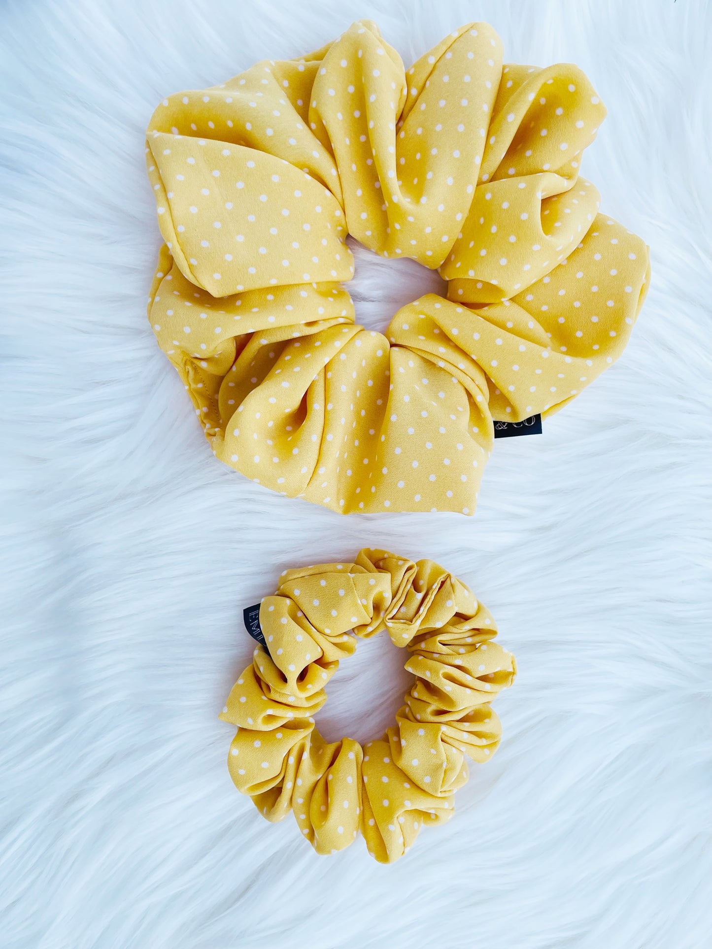 AURELIA | EMI AND CO | yellow polka dot scrunchies 