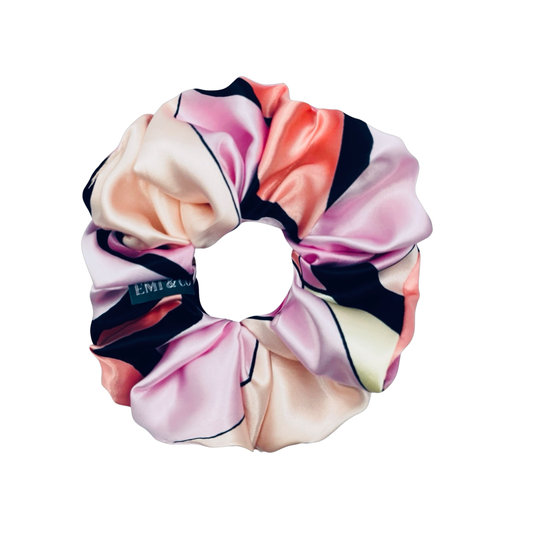 SCOUT| EMI AND CO | pink pattern satin scrunchie