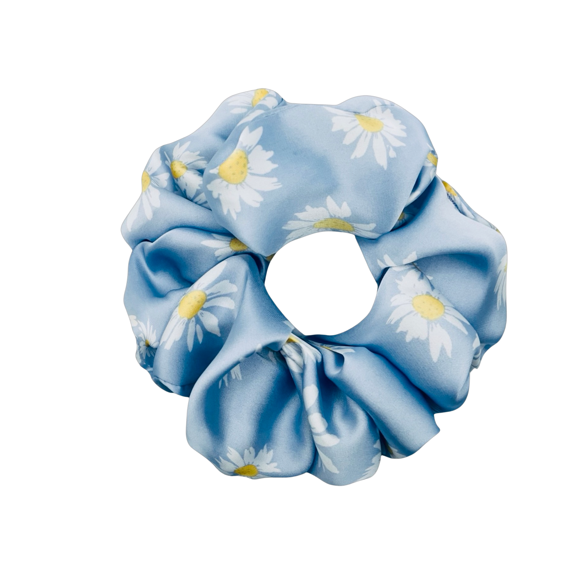 DAKOTA| EMI AND CO | blue satin floral scrunchie