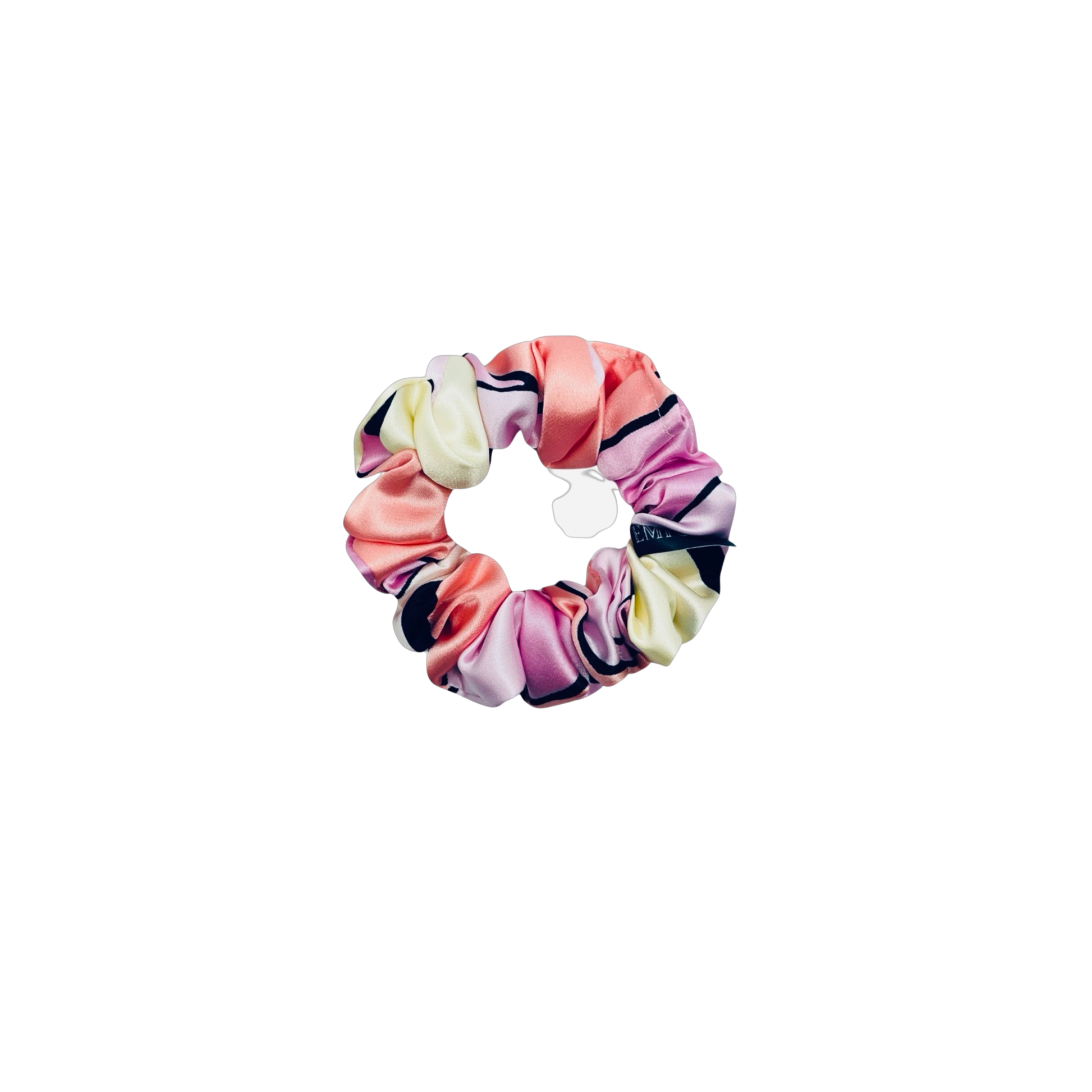 SCOUT MINI| EMI AND CO |mini pink pattern satin scrunchie 