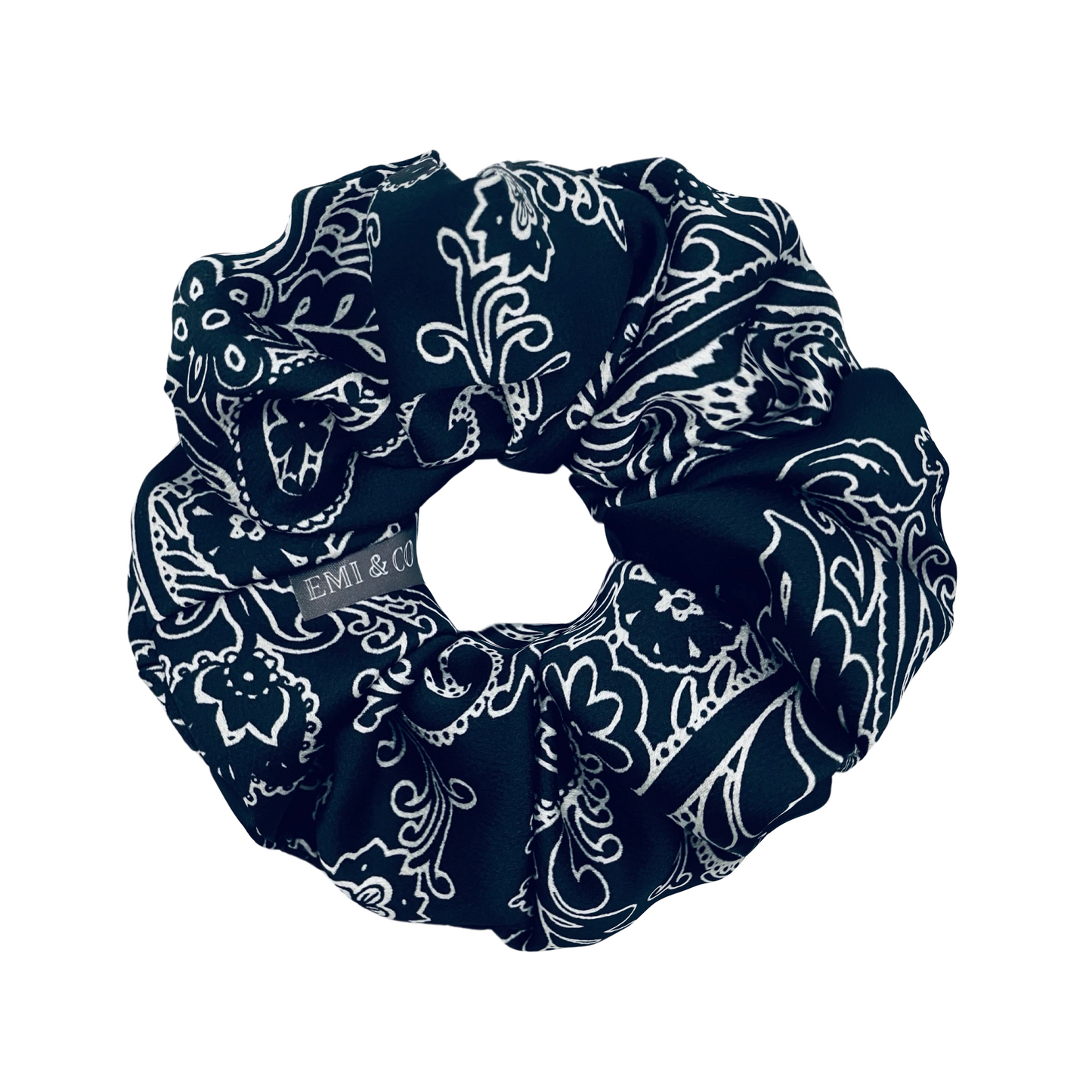 CLEMENTINE | EMI AND CO | black and white floral scrunchie 