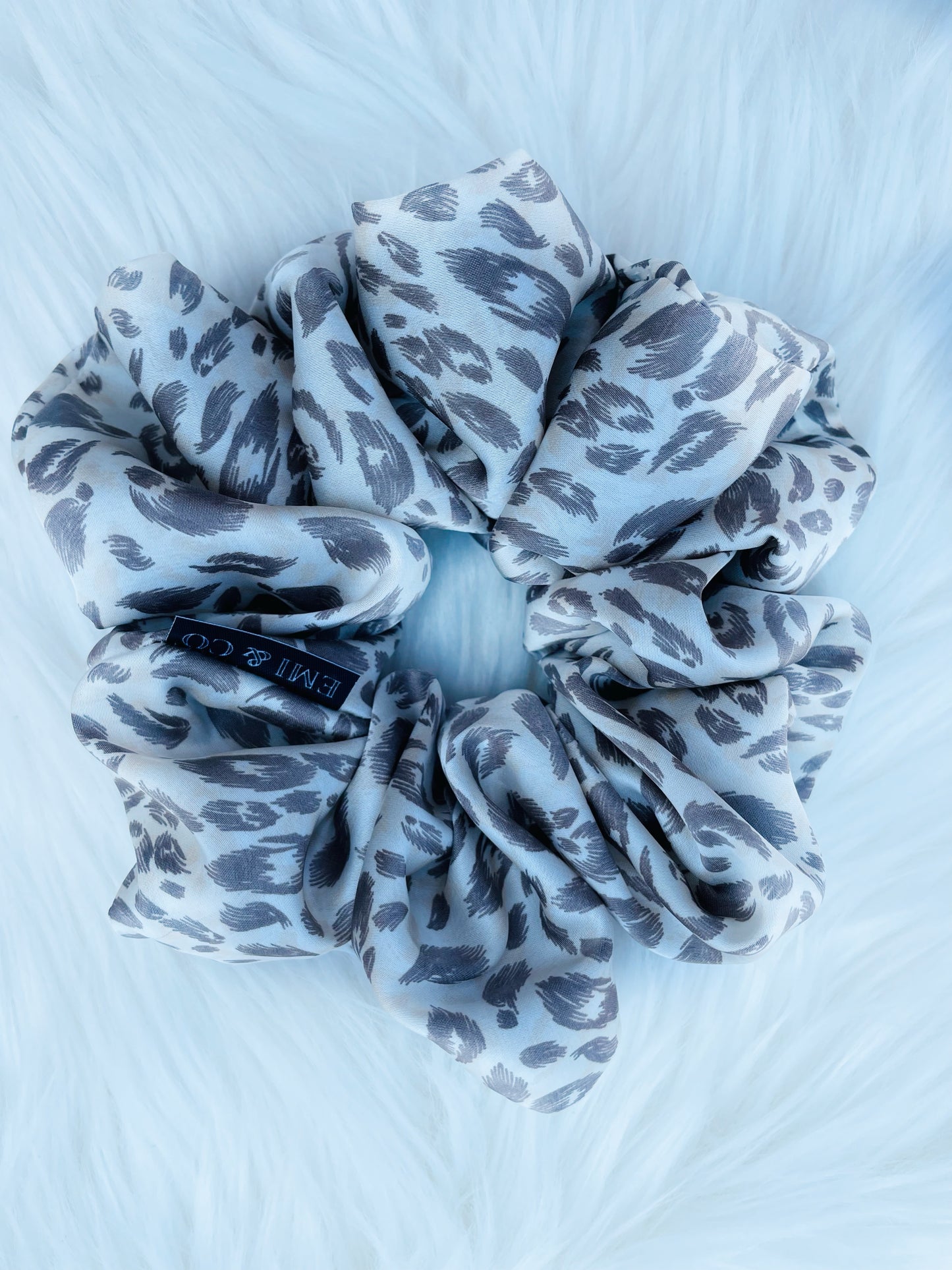 Leopard print satin scrunchie | EMI AND CO | AMITY 