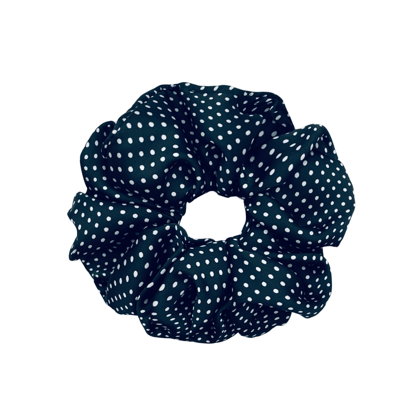 LEILANI |EMI AND CO | black satin polka dot scrunchie