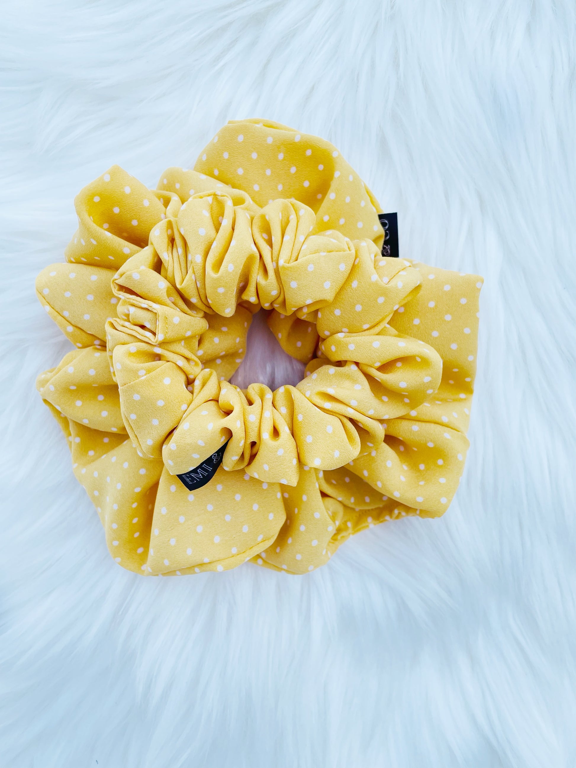 AURELIA | EMI AND CO | yellow polka dot scrunchies