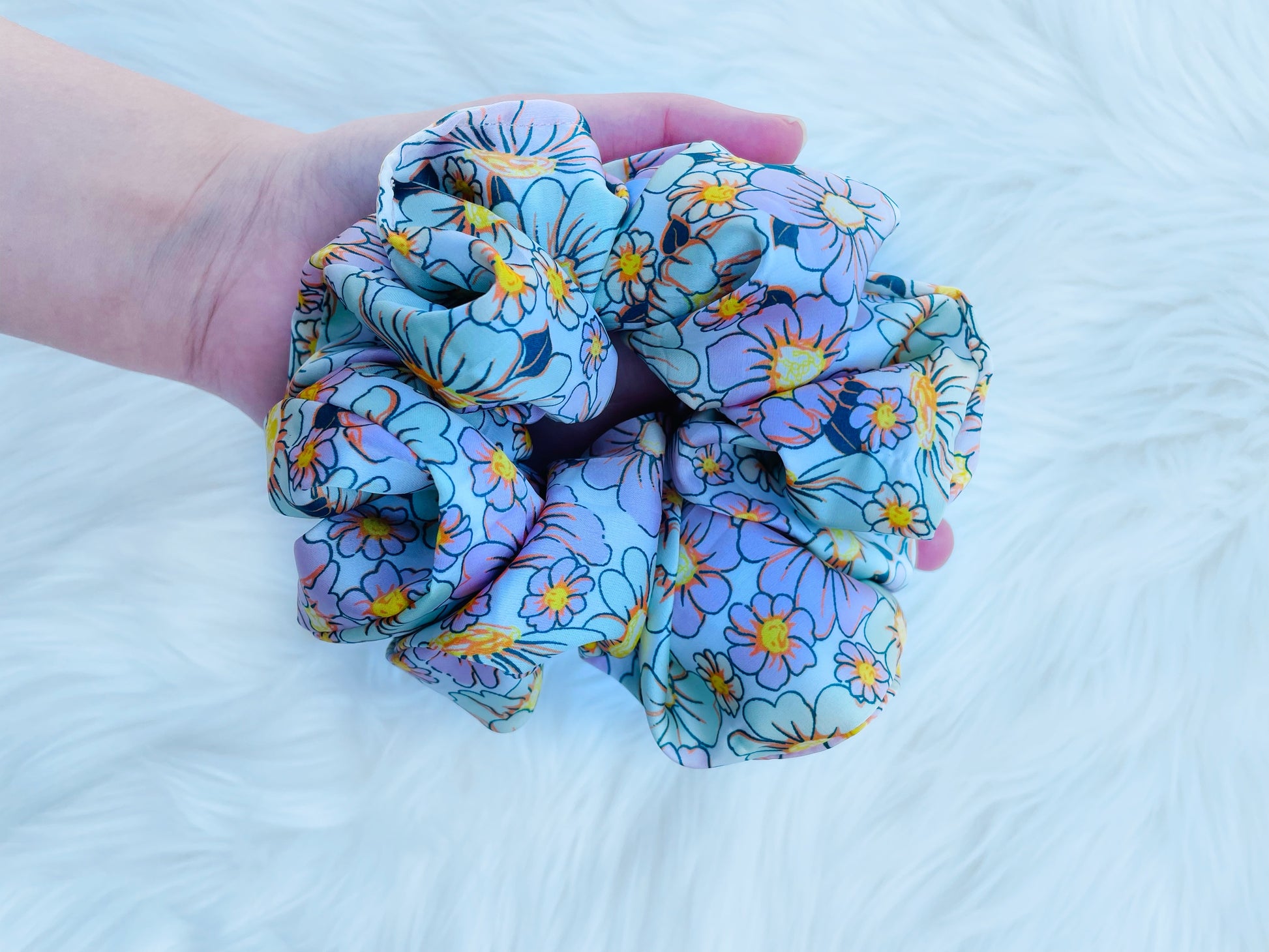 REAGAN| EMI AND CO | floral pink and green scrunchie 