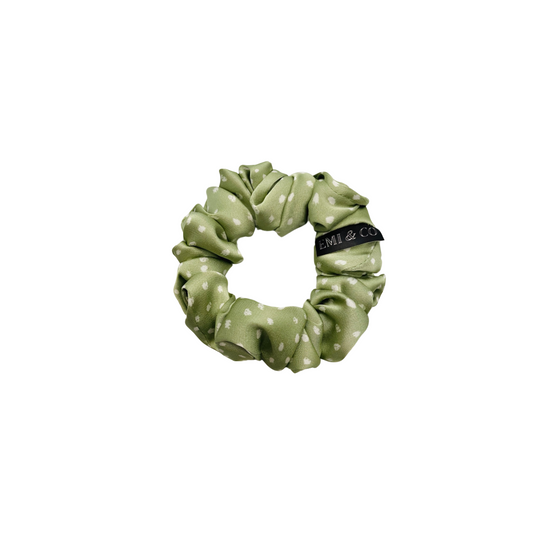 CHASITY MINI| EMI AND CO | green polka dot mini scrunchie