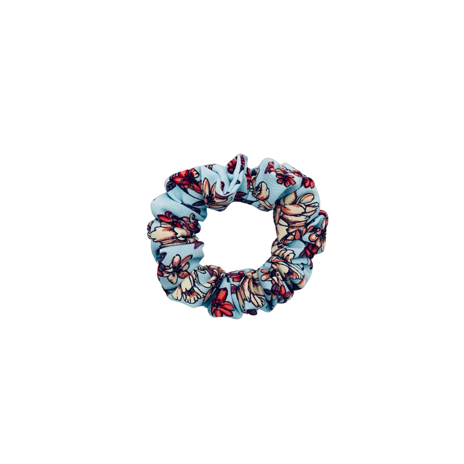 NEVAEH MINI|EMI AND CO |mini blue and red floral scrunchie 