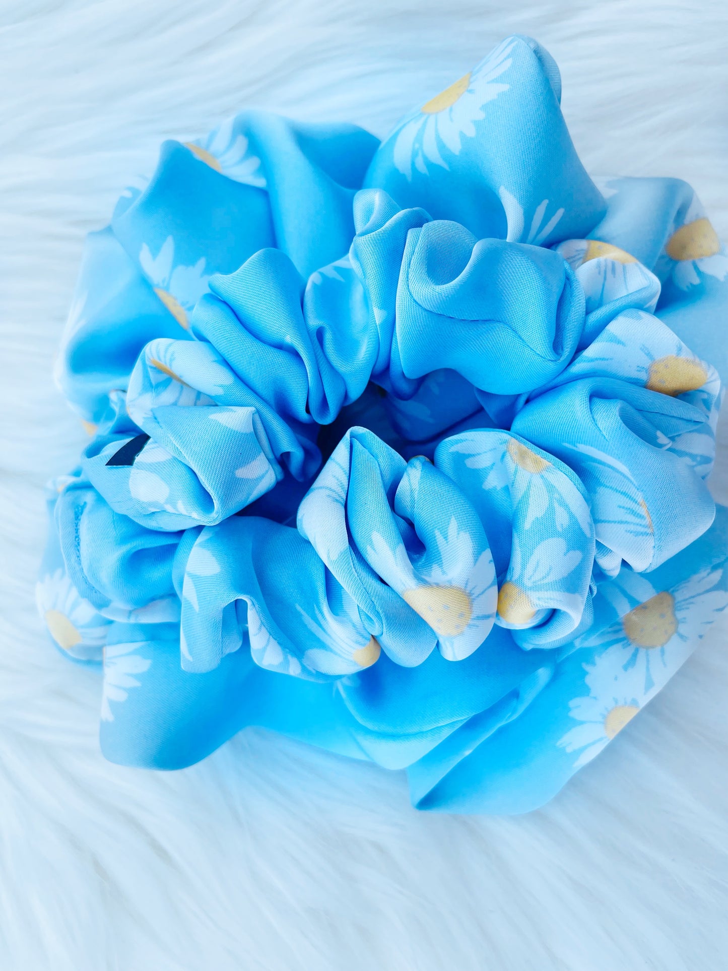 DAKOTA | EMI AND CO | blue satin floral scrunchies