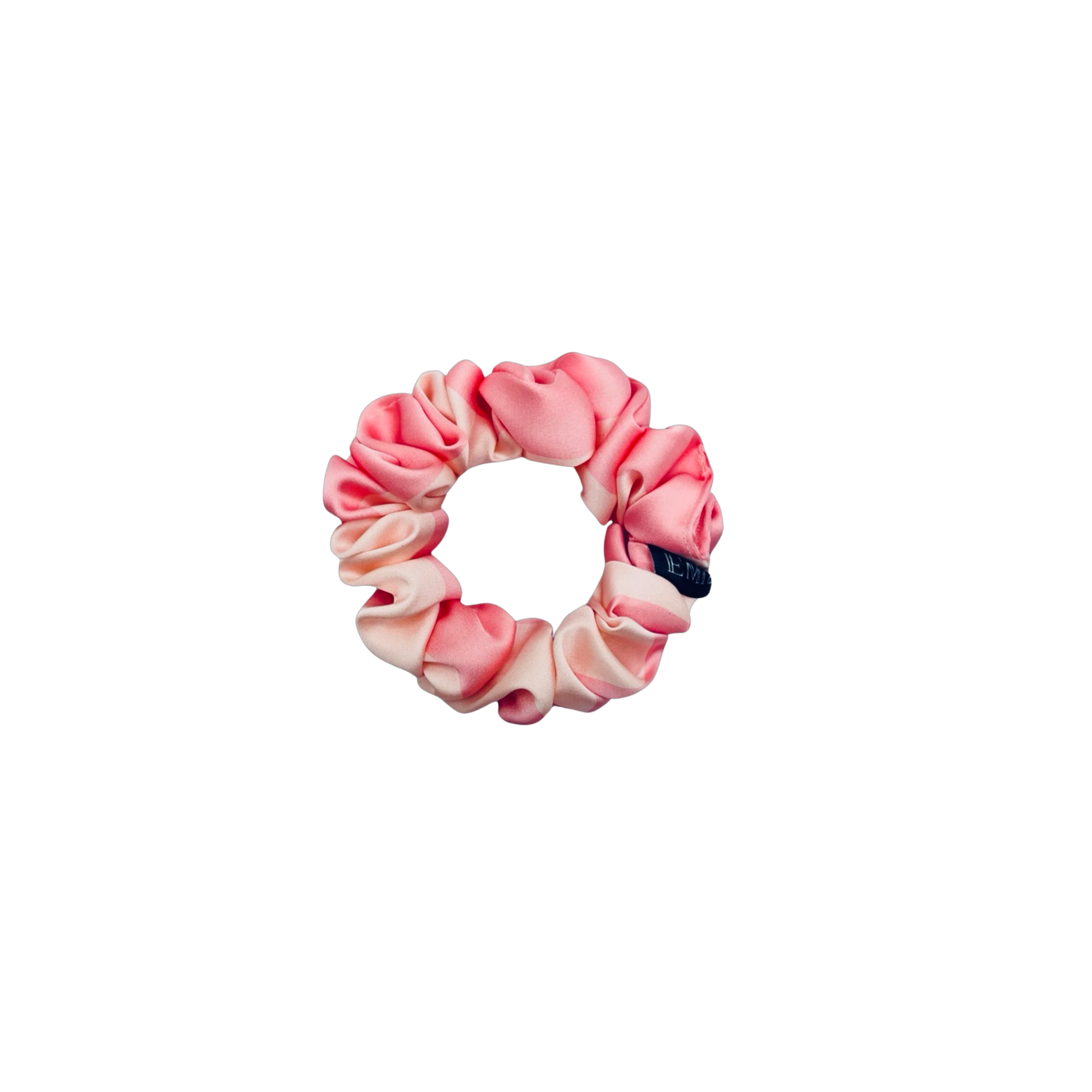 CAROLINA MINI | EMI AND CO | mini satin pink pattern scrunchie