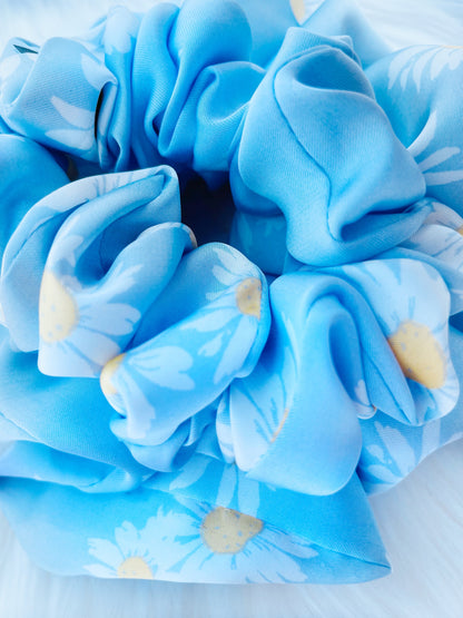 DAKOTA| EMI AND CO | blue satin floral scrunchies