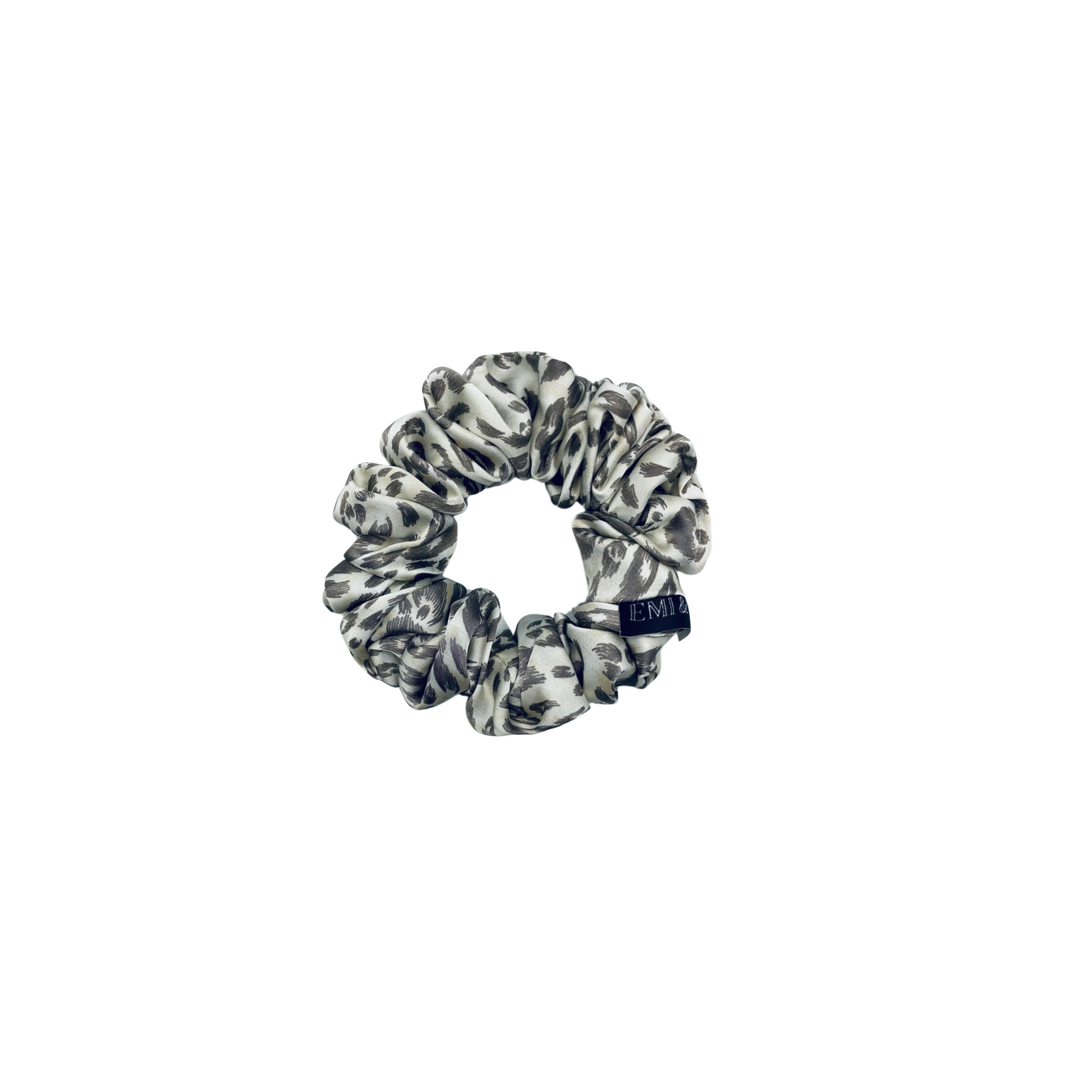 Mini leopard print satin scrunchie | EMI AND CO | AMITY MINI