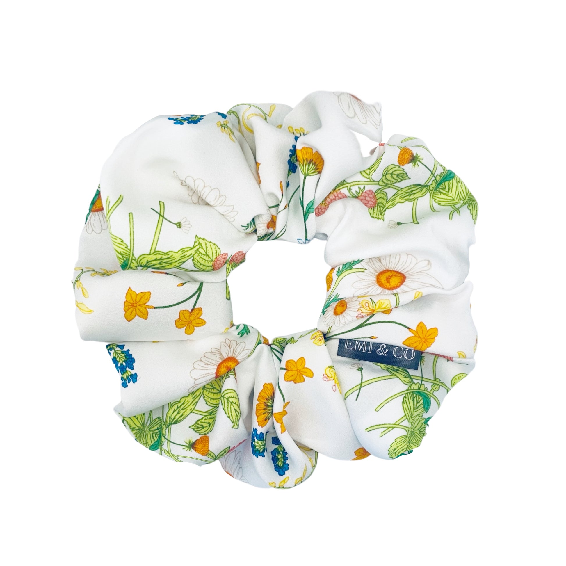 KAYA| EMI AND CO | orange, white and green floral scrunchie 