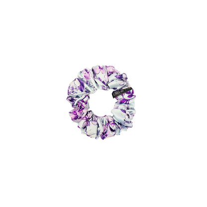 YOLANDA MINI| EMI AND CO | mini floral purple satin scrunchie