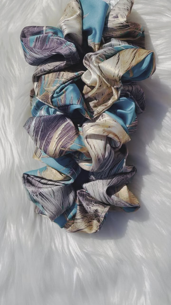 QUEENIE| EMI AND CO | blue and gold satin scrunchies