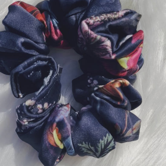HAILEY | EMI AND CO | floral blue satin scrunchie 