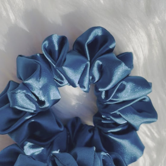 MARLENE MINI| EMI AND CO | mini blue satin scrunchies 