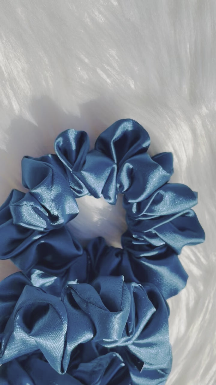 MARLENE MINI| EMI AND CO | mini blue satin scrunchies 