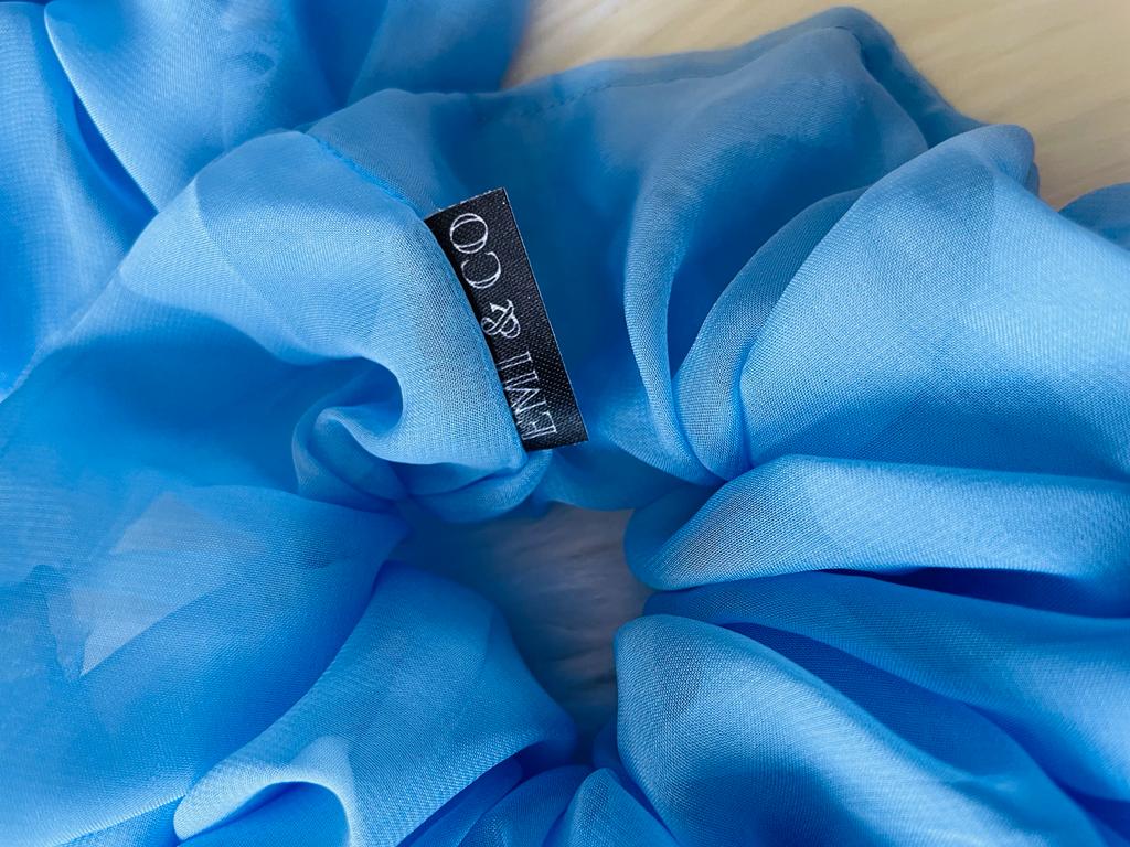 light blue oversized chiffon scrunchie | EMI & CO | ALLEGRA 