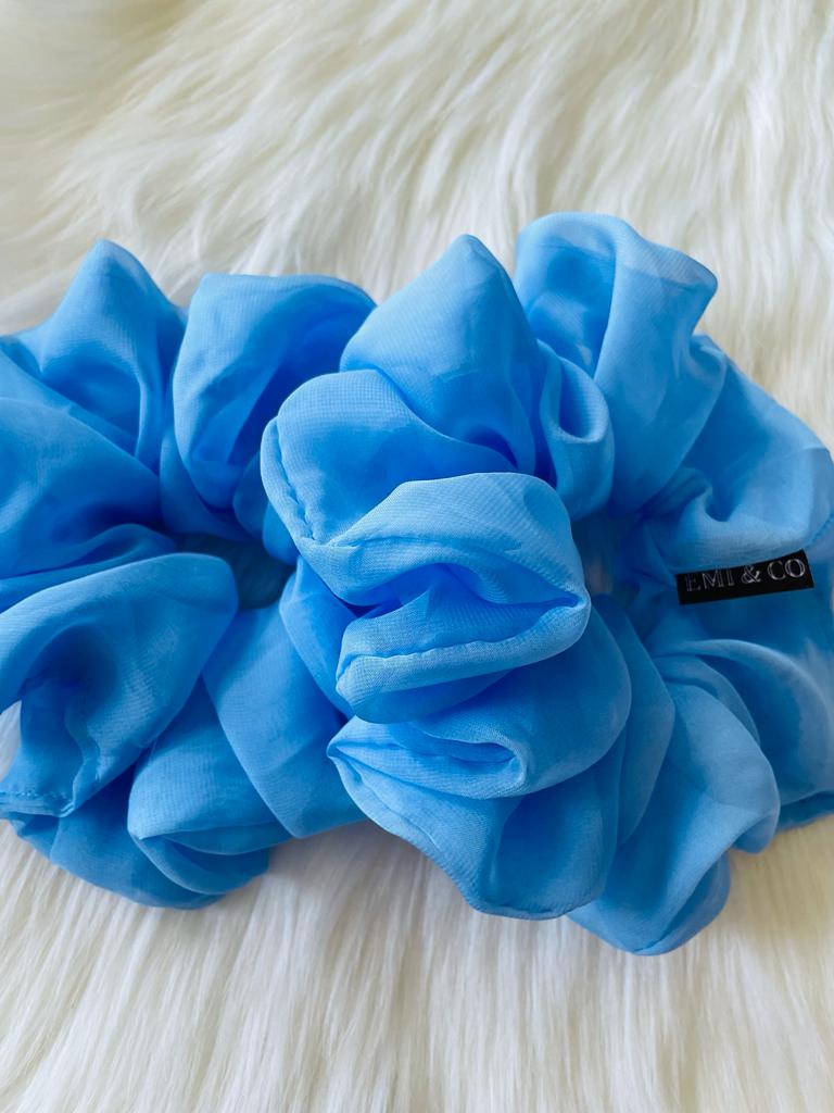 light blue oversized chiffon scrunchies | EMI & CO | ALLEGRA 