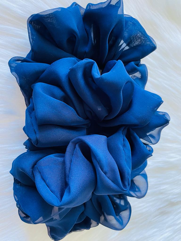 navy blue oversized chiffon scrunchie |EMI & CO | AMARA