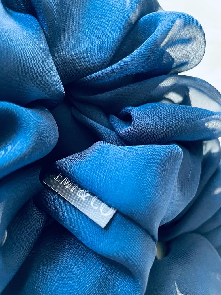 navy blue oversized chiffon scrunchie |EMI & CO | AMARA