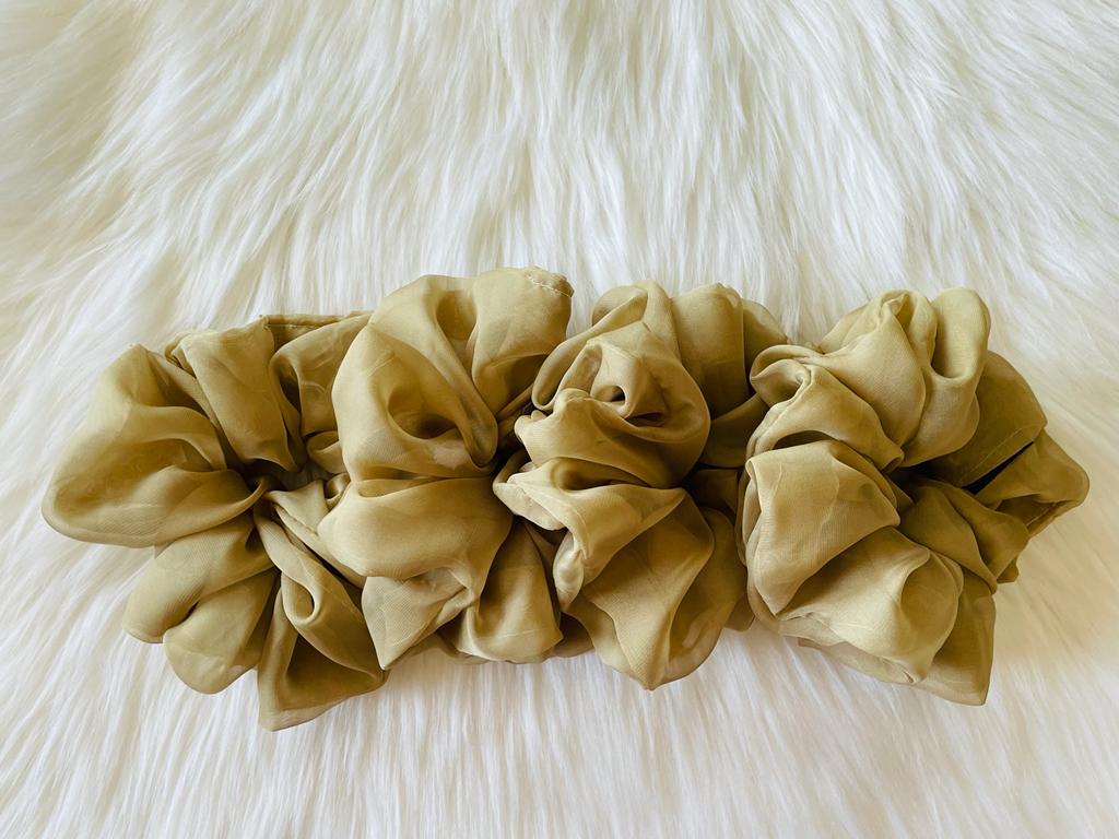 moss green oversized chiffon scrunchies | EMI & CO | Felicity 