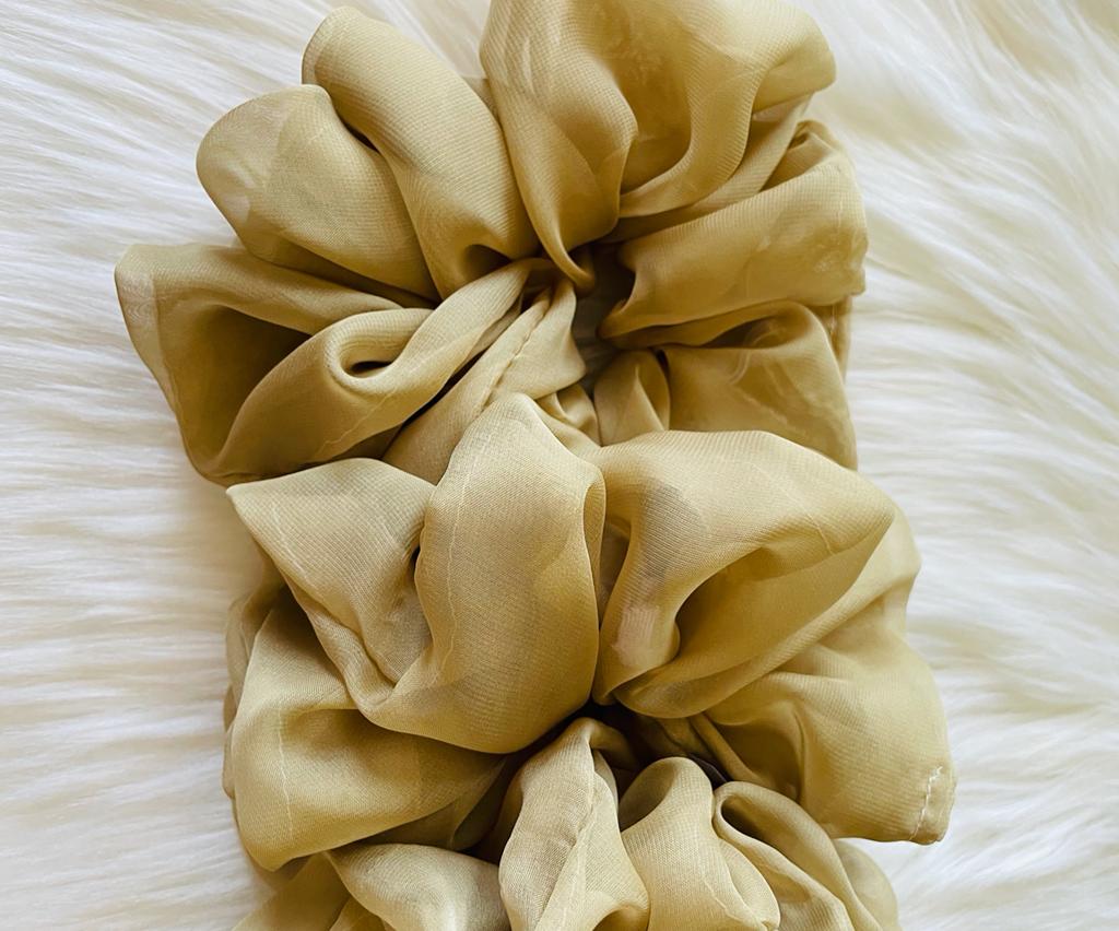 moss green oversized chiffon scrunchies | EMI & CO | Felicity 