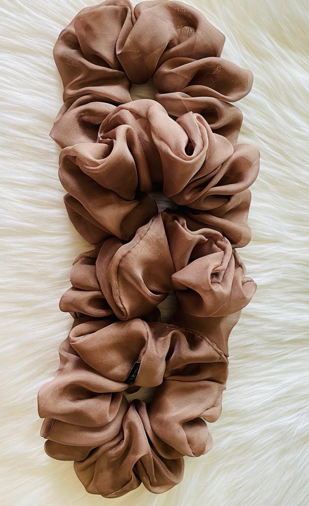 brown oversized chiffon scrunchie | EMI & CO | HAZEL