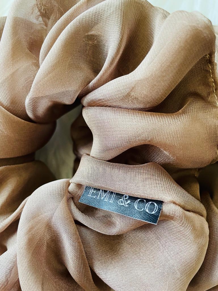 brown oversized chiffon scrunchie | EMI & CO | HAZEL