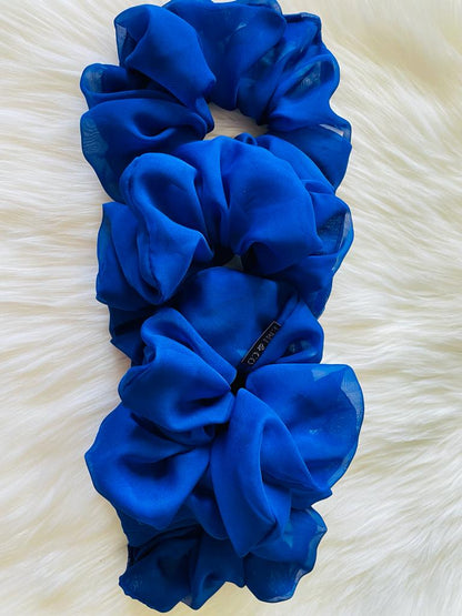 royal blue oversized chiffon scrunchies | EMI & CO | KAYLEE