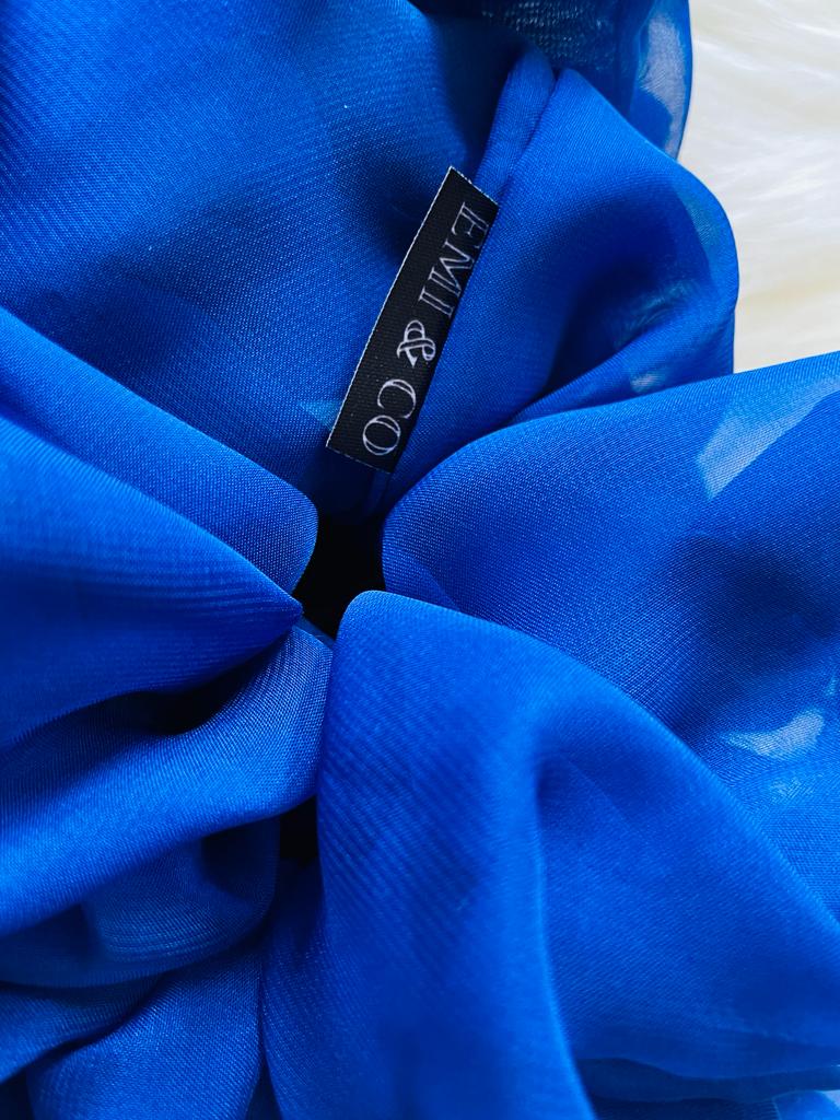 royal blue oversized chiffon scrunchie | EMI & CO | KAYLEE