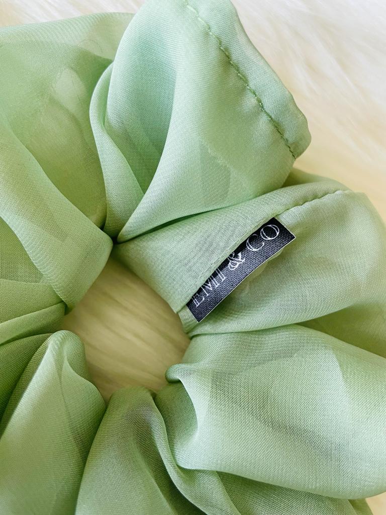 sage green oversized chiffon scrunchie | EMI & CO | KIA