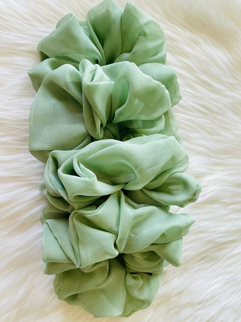 sage green oversized chiffon scrunchies | EMI & CO | KIA