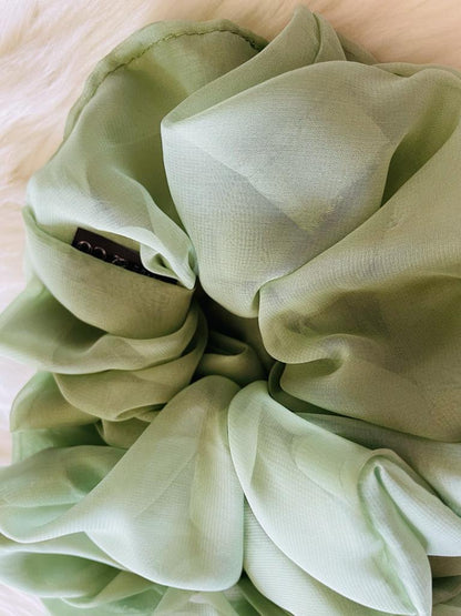 sage green oversized chiffon scrunchie | EMI & CO | KIA