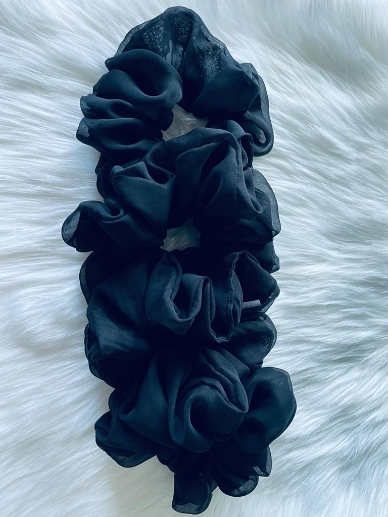 oversized black chiffon scrunchies | EMI & CO | LOLA 