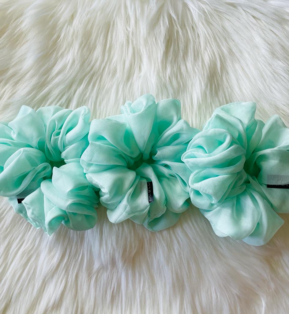 oversized light green chiffon scrunchies | EMI & CO | Ophelia 