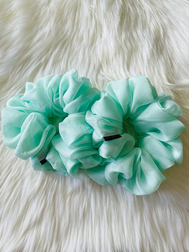 oversized light green chiffon scrunchies | EMI & CO | Ophelia 