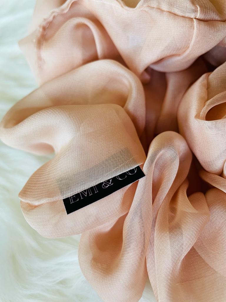 oversized cream chiffon scrunchie | EMI & CO | VALENCIA