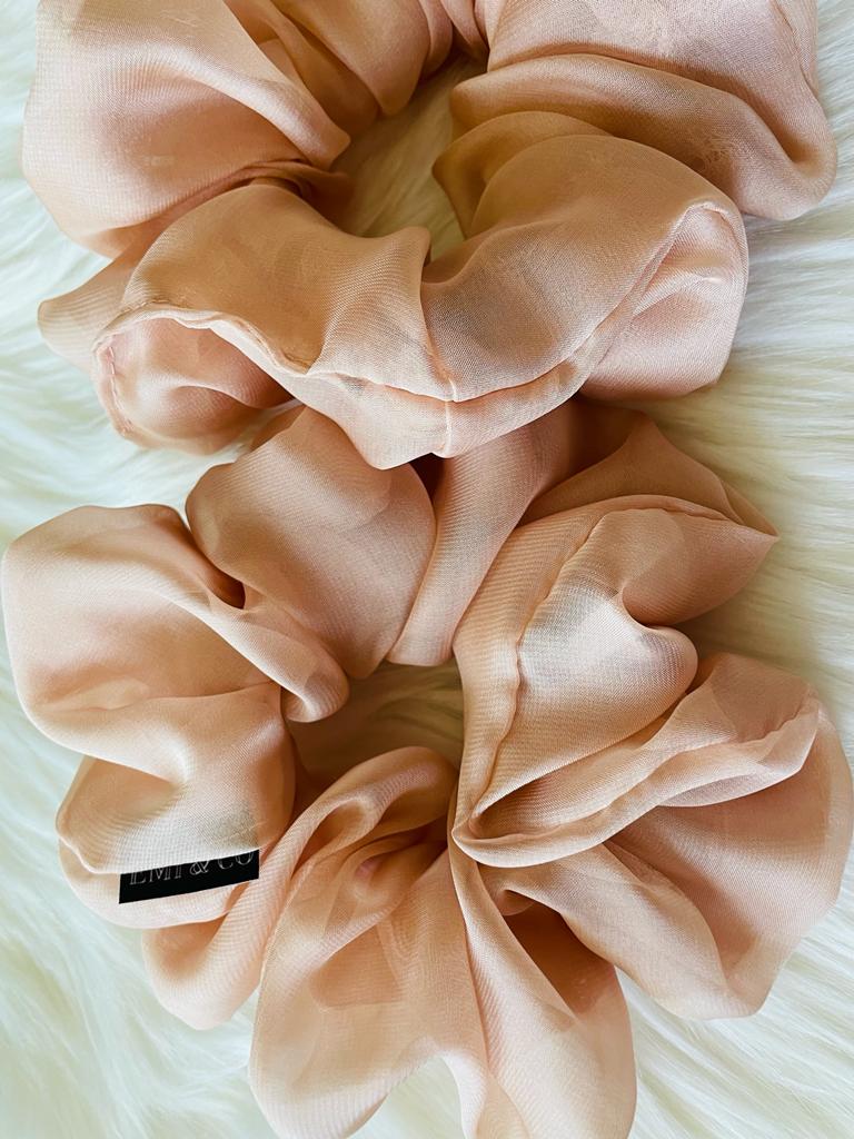 oversized cream chiffon scrunchie | EMI & CO | VALENCIA