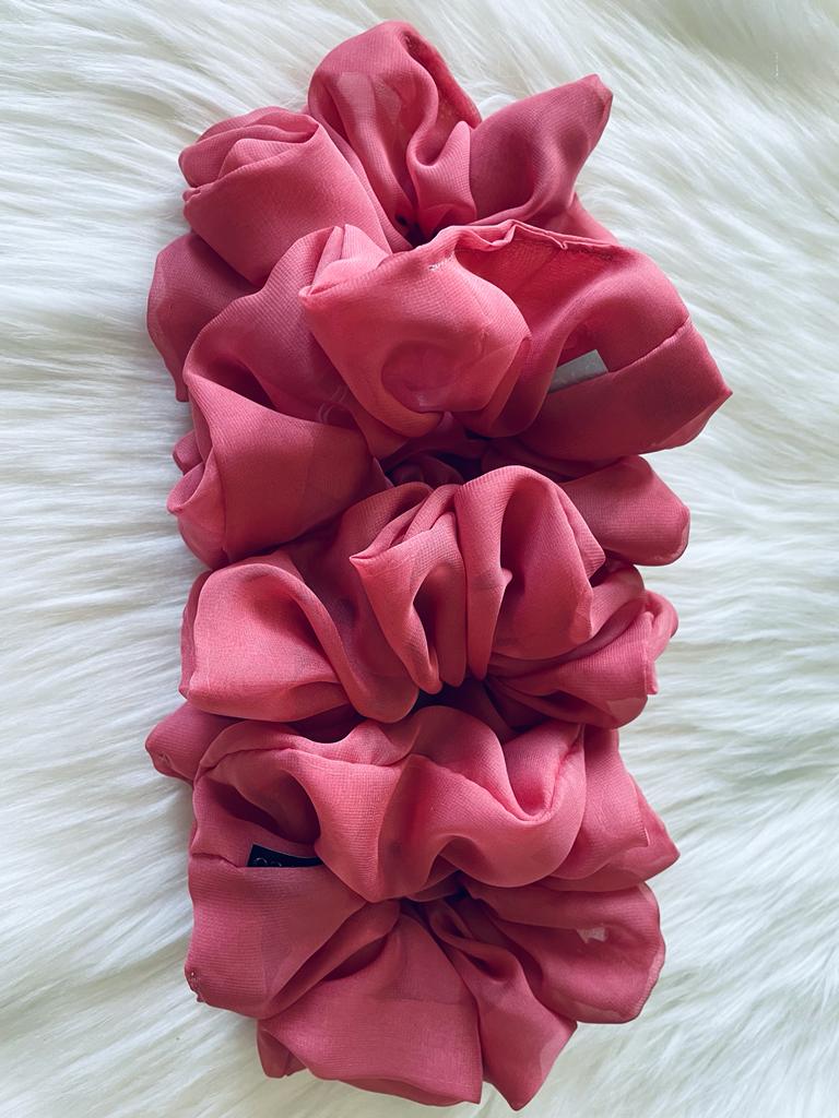 oversized pink chiffon scrunchies