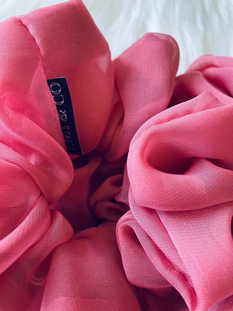 oversized pink chiffon scrunchie 