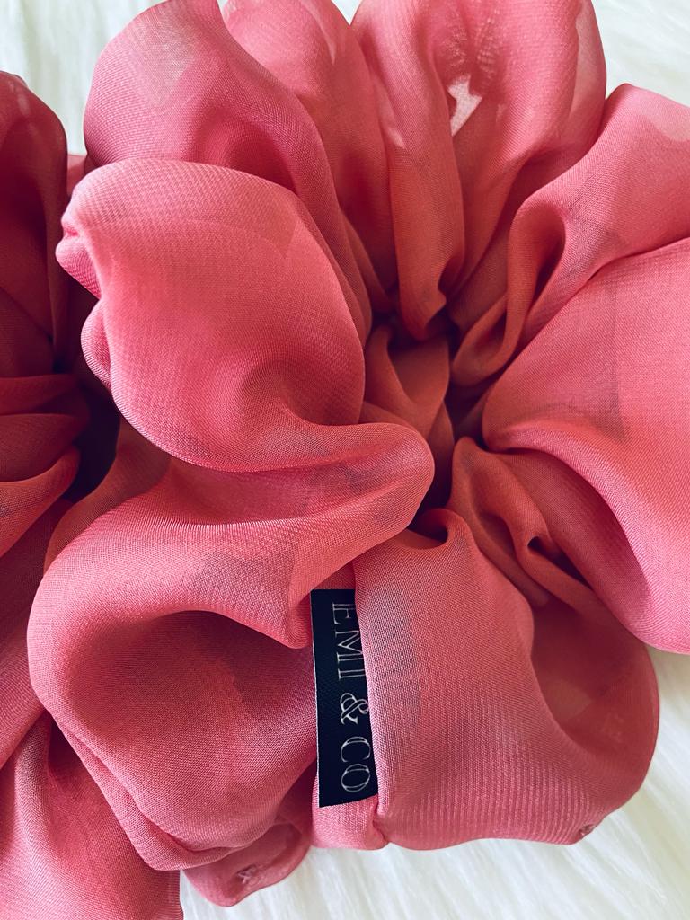 oversized pink chiffon scrunchie