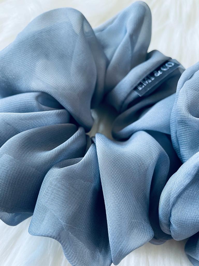 Oversized grey chiffon scrunchie 