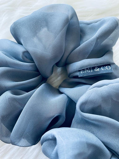 Oversized grey chiffon scrunchie 