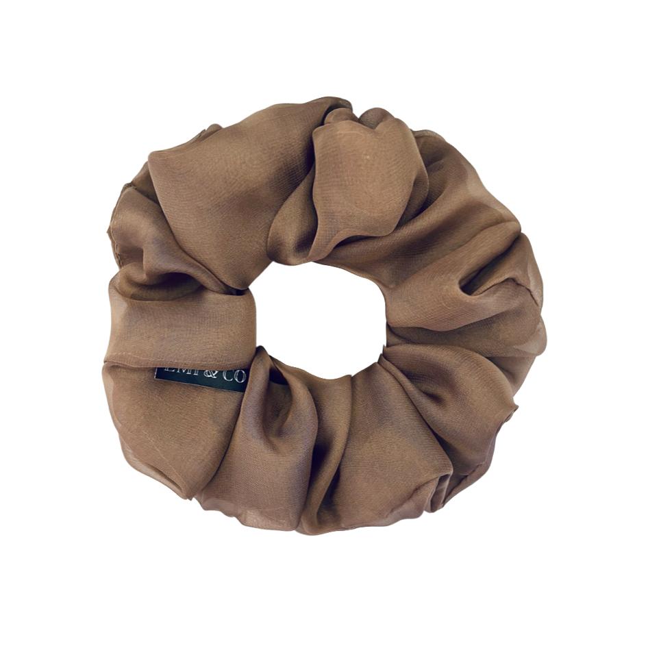 brown oversized chiffon scrunchie | EMI & CO | HAZEL