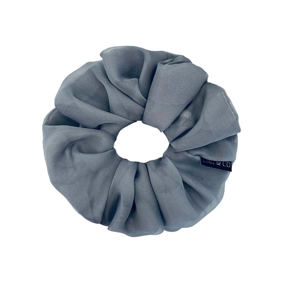 Oversized grey chiffon scrunchie 