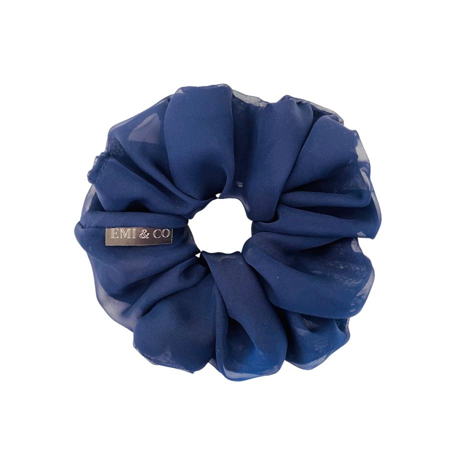 navy blue oversized chiffon scrunchie |EMI & CO | AMARA