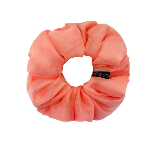 Peach pink oversized chiffon scrunchies | EMI & CO | ELORA 